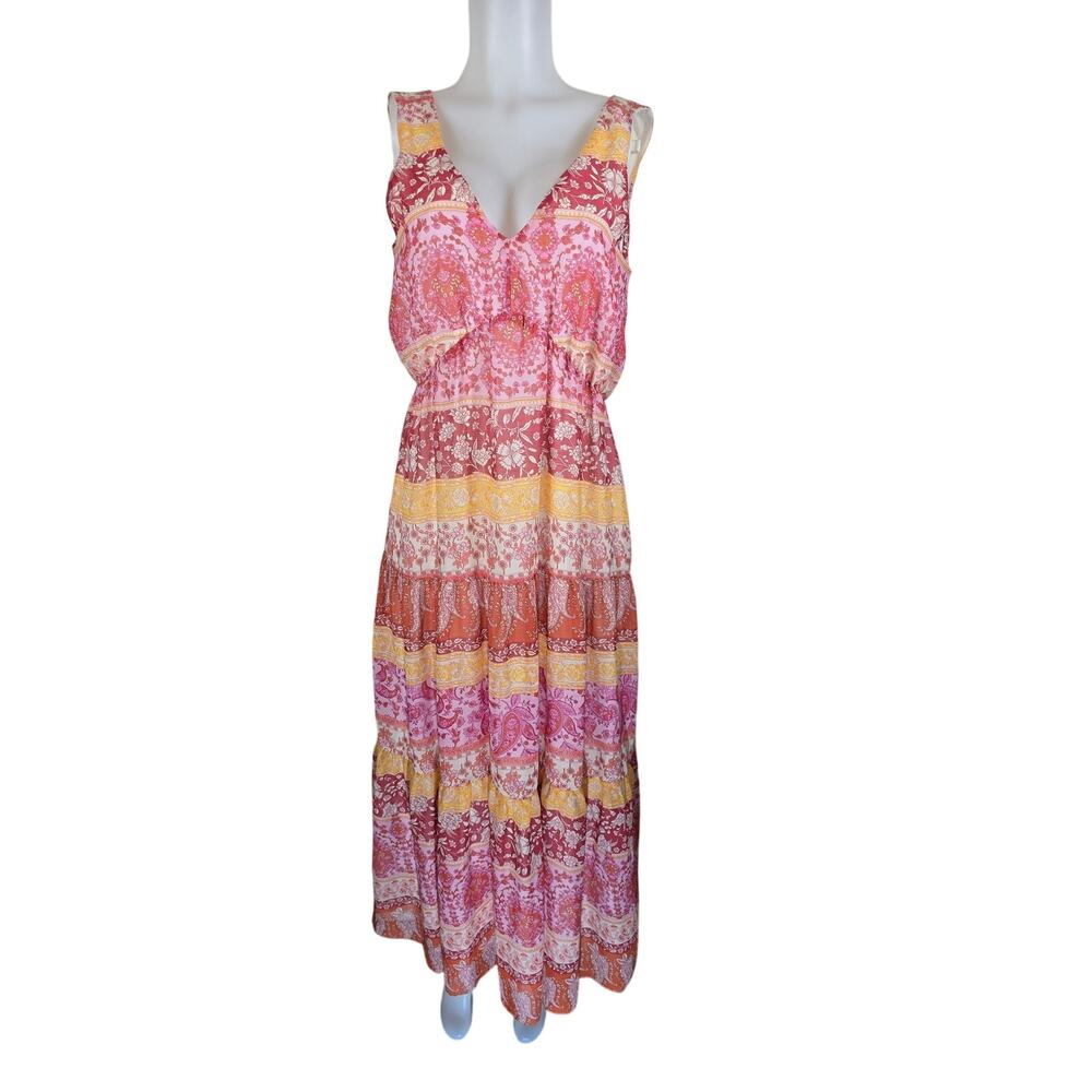 Gabby Style Bohemian Gypsy Flirty Sleeveless Tiered Ruffle Women's Maxi Dress 8
